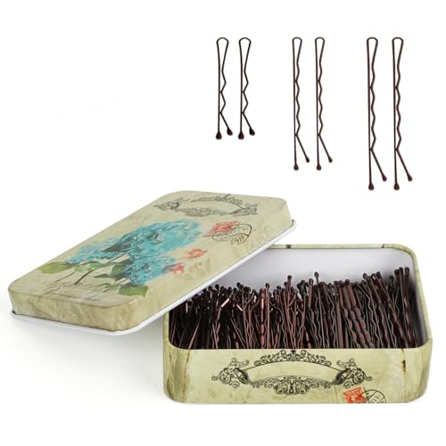 MAORULU Hair Bobby Pins with Cute Case 250 CT Bobby Pins for Buns Premium Hair Pins for Kids Girls and Women Great for All Hair Types (Variety Pack Brown)
