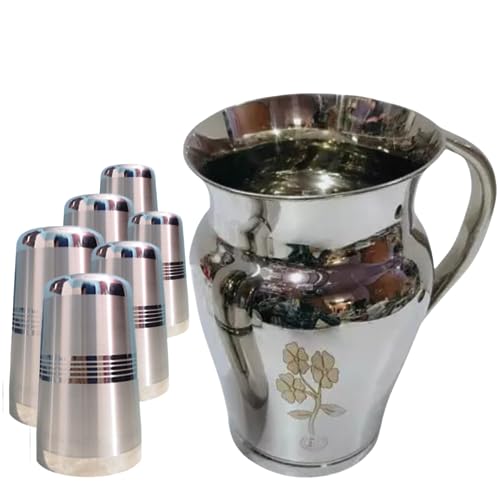 Image of Stainless Steel leser Glass Set or Jug, Water Jug, Water Glass (11)