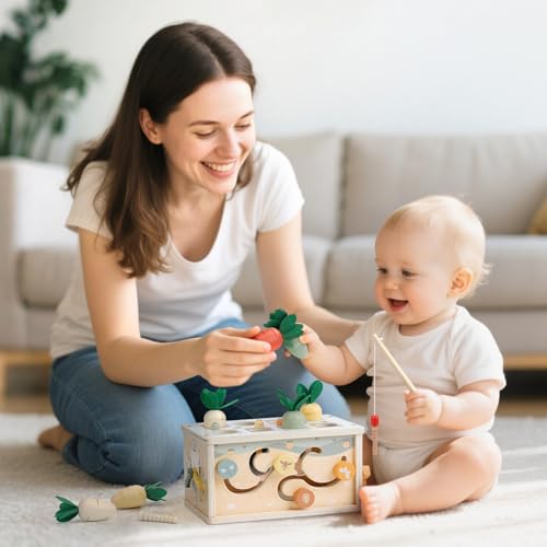 Image of Joyreal 8-in-1 Montessori Tissue Box Toy for Baby 12 Months - Neutral Color Wooden Activity Cube for Boys and Girls First Birthday Gifts - Sensory Toy for Toddlers 1-3 Preschool Learning Education