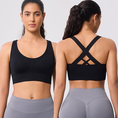 Image of Sports Bras for Women High Support, Multipack Padded Supportive Criss Cross Back Wireless Running Yoga Workout Bra