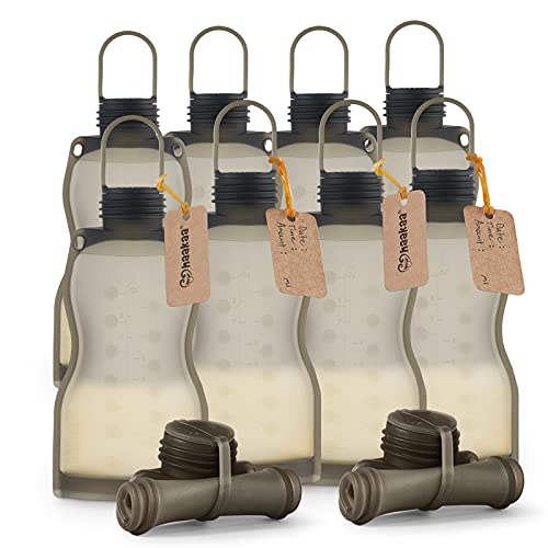 Image of haakaa Silicone Breast Milk Storing Bag(9 oz,10pk)- Reusable Breastmilk Storage Freezer Bag for Breastfeeding Mom - Self Feeding Baby Food Pouch Container Leakproof