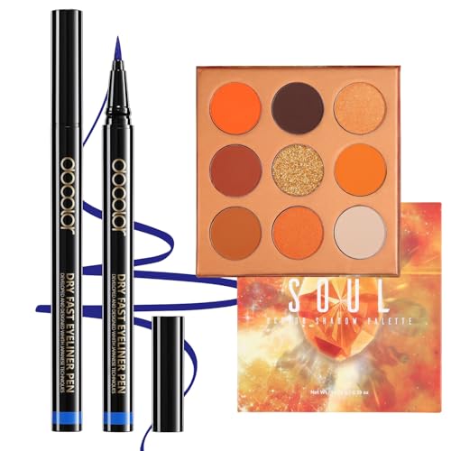 Docolor Delineador Líquido Azul Waterproof con Paleta Naranja 9 Colores