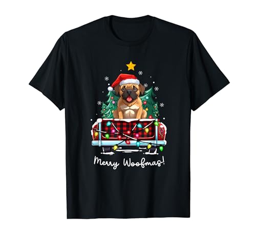 Boerboel Christmas Dog Truck Plaid Funny Xmas Tree T-Shirt