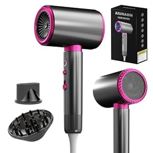 AIUNAOM Ionen Föhn Fön 2400W Haartrockner Konstanter, leiser Schnelltrockner mit Kalt-/Heißschalter Hair Dryer, 3 Geschwindigkeiten, Konzentrator und Diffusor, ideal für Zuhause, Salons und Reisen