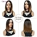 MIMAN 12 Inch Shoulder Length Ombre Brown Bob Wigs for Women Small Lace Front Wig Middle Part Straight Natural Synthetic Hair Replacement Wigs