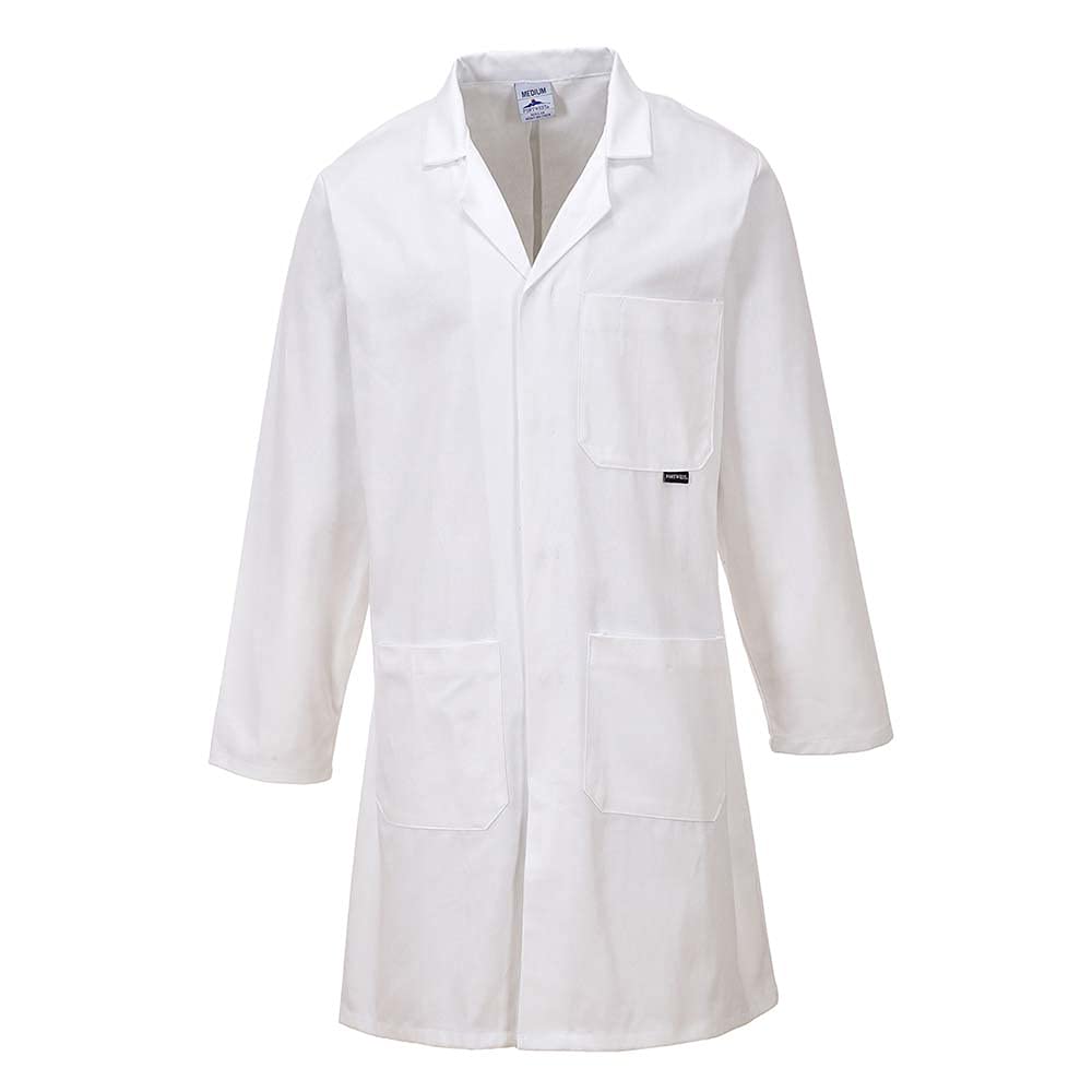 Portwest Standard Cotton Coat, Size: S, Colour: White, C851WHRS
