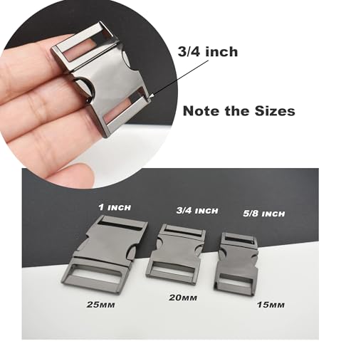 Bytiyar Buckle 6 pcs 1 inch(25mm) Quick Side Release Clips Metal Buckles for Straps Webbing Paracord Bracelet Dog Collar Backpack Belt, Gun Black - Thumbnail 4