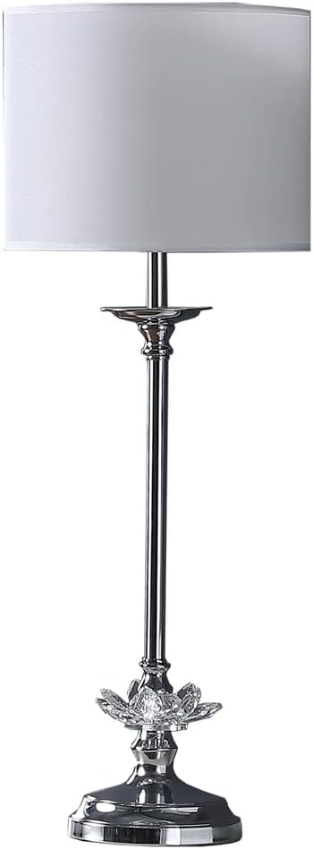 ORE International 25.5" in Buffet Crystal Floral Chrome Metal Table Lamp