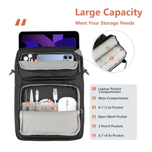 Image of 13.3-14 Inch Laptop Sleeve Bag, Laptop Bag for 14'' MacBook Pro M4 2024,14'' MacBook Pro M3&M2&M1 2023 /2021, 13.6 /13'' New MacBook Air M3 /M2 2024 /2022,Tab S8 Ultra 14.6 inch,with Shoulder Strap(Black)