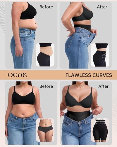 OEAK Shapewear Tummy Control for Women Thigh Slimmer High Waisted Body Shaper Shorts Butt Lifting Shapewear for Under Dresses Black,L
