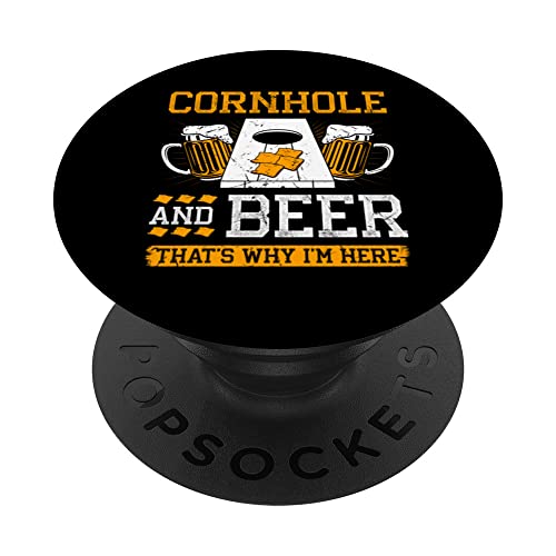 Cornhole And Beer Corn Hole Sack Cornhole Game PopSockets Swappable PopGrip, Black