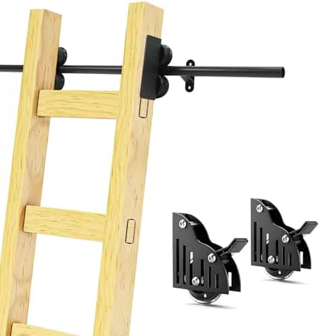 Heavy Duty Library Ladder Hardware Kit - 100-732CM Rolling Ladder Track System for Bookshelf, Wine Cellar & Closet - Includes Full Set (No Ladders) - 3.3ft/100cm Track