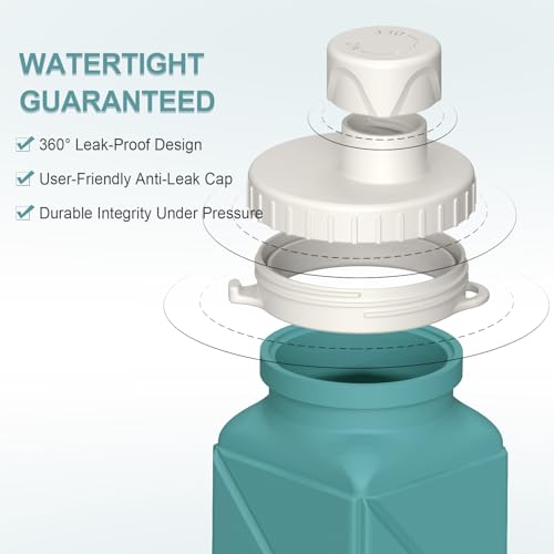 BEAUTAIL Collapsible Water Bottles 20.6oz 2 Pack, Silicone Foldable Portable Travel Water Bottle, BPA-free, Reusable Leakproof for Traveling Camping Hiking Cycling Sports Outdoor (Blue+Darkblue)