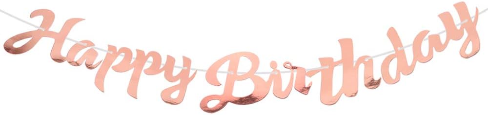 VINFUTUR Rose Gold Happy Birthday Banner Metallic Bunting Banner Rose Gold Foiled Happy Birthday Party Bunting Banner Backdrop Birthday Party Decoration (Rose Gold)