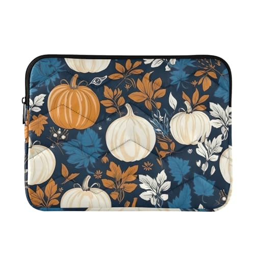 Funda para laptop 13-14 pulgadas con diseño de calabazas azules y blancas miniatura 1