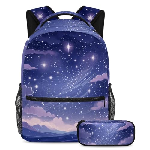 Cartable pour enfants à grand compartiment avec trousse violette