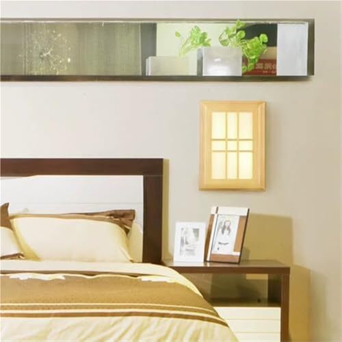 Lámpara de pared LED de madera maciza estilo japonés con diseño de nueve rejillas 3