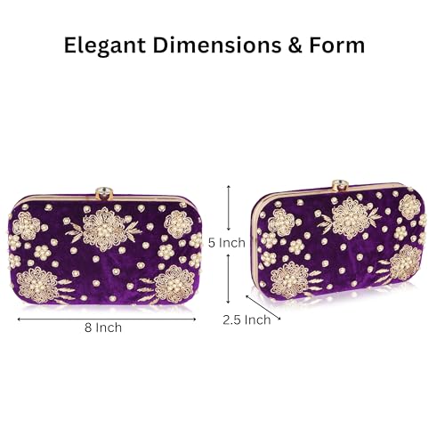 Image of RABIYA Clutch Purse for Women Formal Dressy Evening Clutches Handbags for Wedding Elegance Charm Premium Elegance Clutch Bag with Detachable Chain Handal | Gift for Women | Clutch for Women