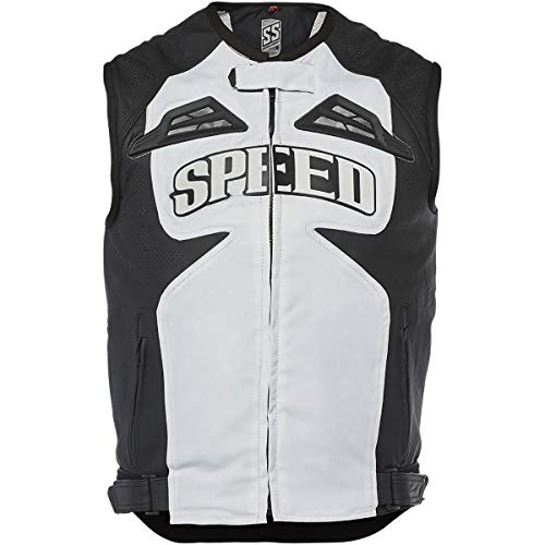 Speed and Strength Insurgent Leather Men s Street Motorcycle Vest - Black White Medium
