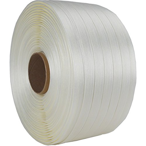 2 ROLLEN x 850m | 16mm Polyester Umreifungsband | 450kg Bruchlast | Polyesterband für optimale Ladungssicherung und als wetterfestes Textil Umreifungsband 16mm für Holzbündel geeignet Cover