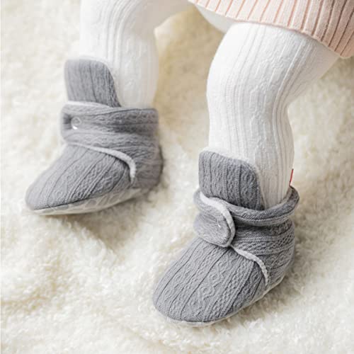 Babelvit Newborn Baby Boy Girl Soft Fleece Booties Stay On Infant Slippers Socks Shoe Non Skid Gripper Toddler First Walkers Winter Ankle Crib Shoes2