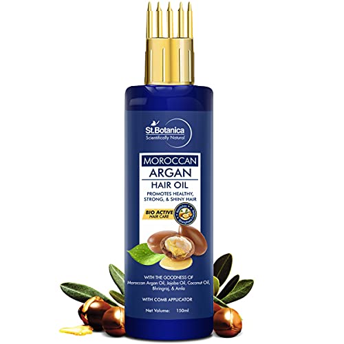 St.Botanica Nourishing Moroccan Argan Oil for Hair Growth, 150ml | Infused with Moroccan Argan Oil to Nourish Dry & Frizzy Hair | No Parabens & Sulphates | Vegan & Cruelty Free