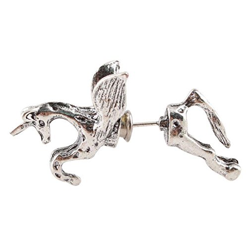 1 x Punk Cool Rock Punk Cute Style Unicorn Horse Ear Stud Wrap Clip Earrings Silver