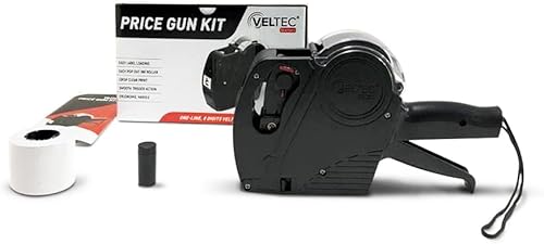 Miniatura 4 de Veltec Precio pistola de arranque 1 línea, 8 dígitos – Incluye 2000 etiquetas blancas, 1 tinta y etiquetas de arranque precargadas, y rodillo de
