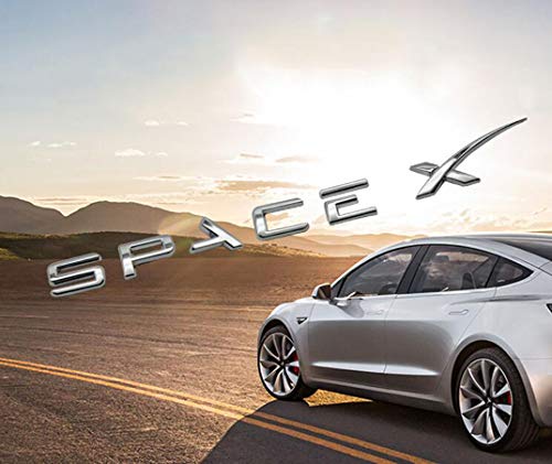 Spacex Decals 3D Metal Car Rear Trunk Emblem Sticker Badge Decals Compatible Tesla Model S Model 3 Model X Decorative Accessories