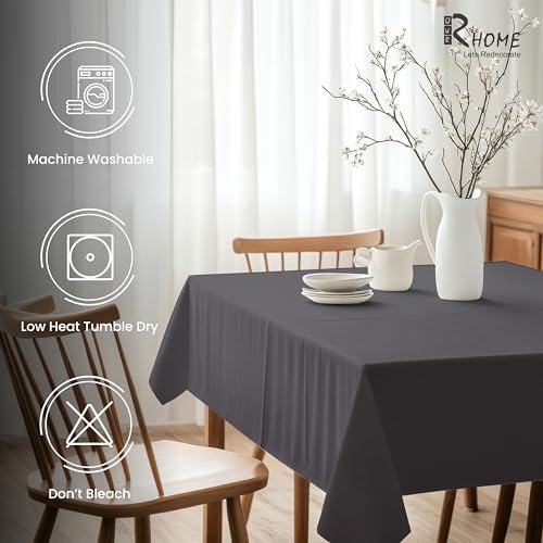 Image of R home 100% Cotton Solid Table Cover | 200 GSM Thick Fabric, Anti-Skid | Machine Washable & Reusable | Ideal for Dining Table & Centre Table, Easy Maintenance (Steel Grey, 56 x 90 Inch)