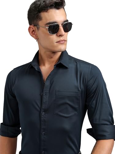 Image of Highlander Men's Slim Fit Formal Shirt | Solid Formal Shirt for Men | Comfortable Fabric | Stylish Design for Everyday Use & Office Wear
