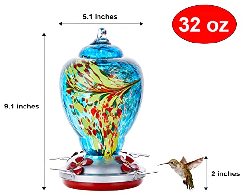 image for WOSIBO Hummingbird Feeder for Outdoors Patio Large 32 Ounces Colorful 