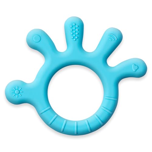 Image of Infantso Finger Shape Soft Silicone Teether for 6+ Months, BPA Free Teething Toy for Babies with Textured Surface for Soothing Gums. 100% Food Grade, No-Choke Design (Finger - Blue)