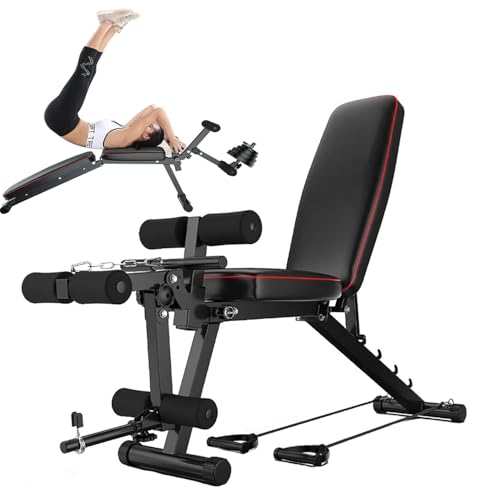 Banco De Pesas Ajustable,Banco Gimnasio Plegable para Entrenamiento De Todo El Cuerpo,Banco De Musculación Gimnasio Adecuada para El Hogar Y El Gimnasio Peso Maximo 200kg