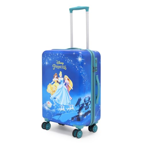 Image of NOVEX Original Disney Princess Hard Sided Polycarbonate Kids Trolley Bag for Travel | Turquoise Blue, 22 - Inch | Spinner Luggage /Suitcase with 4 Wheels | Unique Bags for Cute Girls Kid