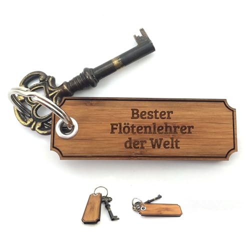 Mr. & Mrs. Panda Schlüsselanhänger Flötenlehrer - Geschenk, Abschluss, Berufsausbildung, Schlüsselanhänger Holz, Holz Schlüsselanhänger, Bachelor,