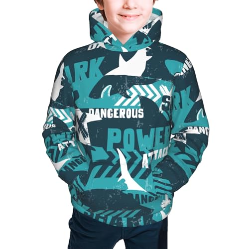 Cute shark scallops and octopus Hoodie Youth Hooded Sweatshirt 3D Digital Printed With Pockets Tops