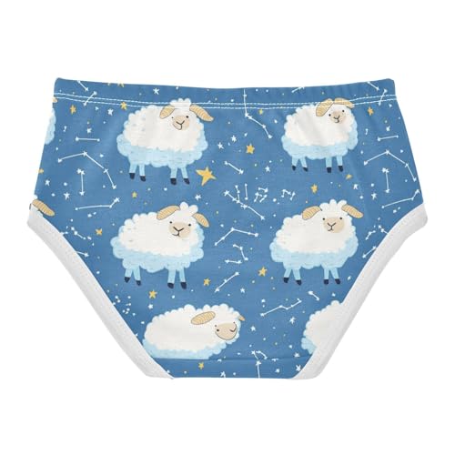 Wusikd Sheep Girls' Underwear Cotton Blue Stars Girls Briefs Soft Toddler Underwear 2T2
