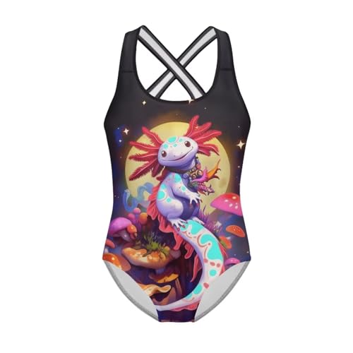 Image of WELLFLYHOM Girls Bathing Suits Size 5-14 One Piece Cross Back Swimsuit Sleeveless Full Coverage Swimwear for Beach Swimming