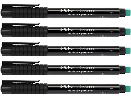 Faber-Castell 205018 - Pennarello Multimark F 151399, Permanente, Nero, 5 Pezzi