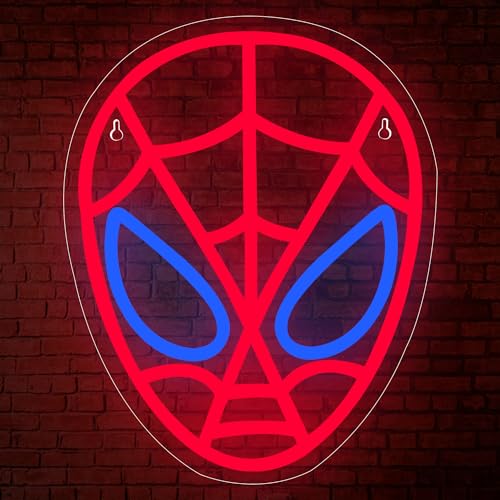 Image of Spider Neon Sign,Spider LED Sign for Children Room,Anime Neon Lights,Superheo Light Up Sign for Bedroom,Game Room,Cool Gifts for Man,Children,Teen Boys,Anime Movie Fans,Size 13.4 * 10.6 in(XD132)