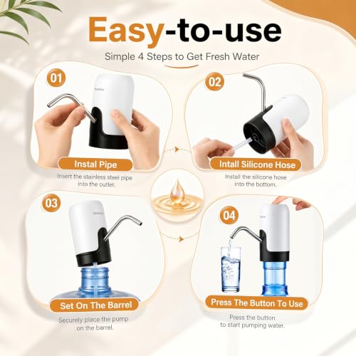 Image of Maxdot 4 Pieces Lemonade Stand Supplies, 5 Gallon Electric Water Dispenser with Straw Brush, Straw Puncher for Plastic Lids, Lemonade Cups, Muddler for Fresh Squeezed Drinks (Small,Wood)