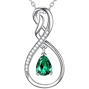 Christmas Jewelry Gifts for Women Emerald Necklace for Wife Mom Birthday Gifts Forever Love Infinity Pendant Sterling Silver Necklace