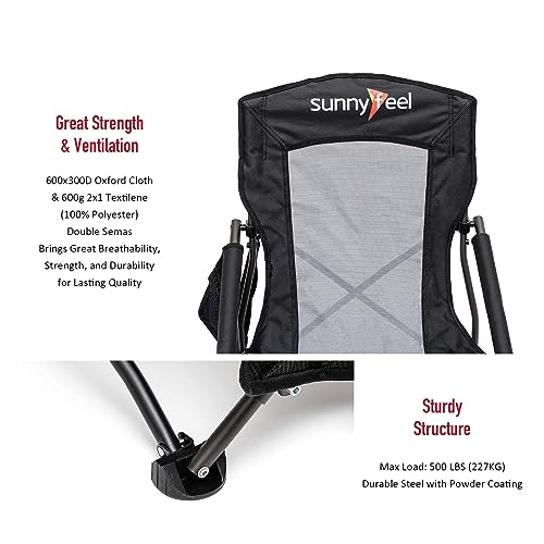 Sunnyfeel Low Folding Beach Chair For Adults, Portable Lightweight Sling Beach Camping Chairs With Cup Holder, Armrest,Foldable Camping Lawn Chair For Outdoor Sand Concert Travel Sport,300Lbs #TOP5
