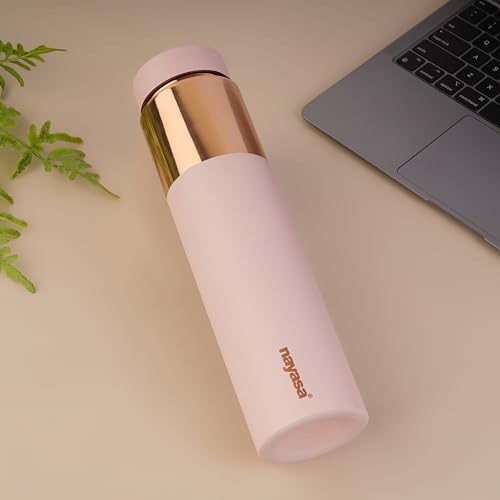 Image of Nayasa Tower Deluxe Copper Water Bottle- 1000 ML | Leak Proof And BPA Free Premium Copper Water Bottle | Ideal For Office & Daily Use | Boosts Immunity, Supports Digestive & Liver Health | Pink