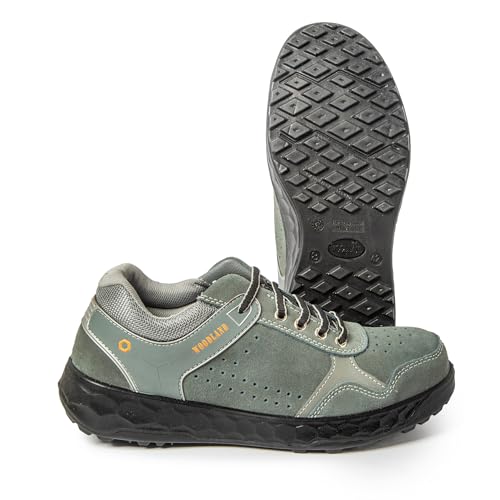 Image of Woodland Aegis Suede Leather Safety Shoes for Men | Oil Resistant Safety Shoe with Anti Slip Grip | Lightweight & Antistatic PU Single Density with Steel Toe | Grey (UK Footwear Size System, Adult, Men, Numeric, Medium, 6)