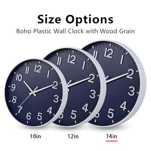 Image of HZDHCLH Wall Clocks Battery Operated,Wall Clock Navy Blue,14 inch Wall Clock Silent Non Ticking Modern 3D Numbers for Kitchen Bedroom Living Room Office Classroom Decor