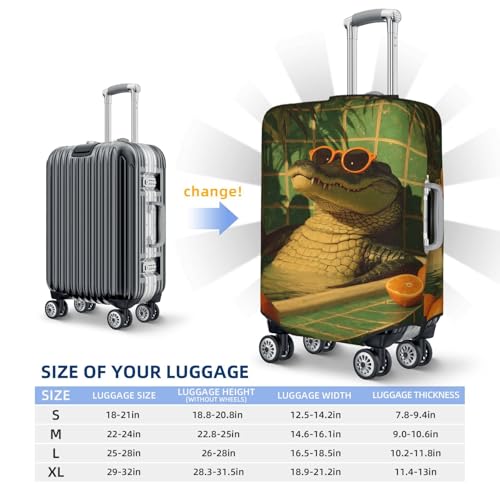 Alligator With Sunglasses In The Bathtub Elastic Travel Luggage Covers Dustproof Scratch-Resistant Suitcase Protector Fit 22-24 Inch4