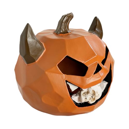 Hlagmix Decorazioni Teschio Halloween - Statuine Spaventose in Resina di Zucca Fantasma Teschio Morduto,Centrotavola Piccoli Decorazioni Sparse per Albero Festa Scrivania Giardino Casa Stregata