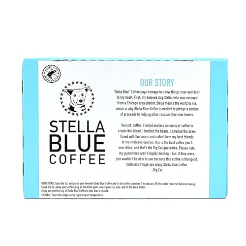 Stella Blue Coffee Pods, Positive Vibes Blend, Light Roast Vanilla, Fruity Notes 100% Arabica Beans, Ethically Sourced from Central and South America, 12 Recyclable K Cup Compatible Pods